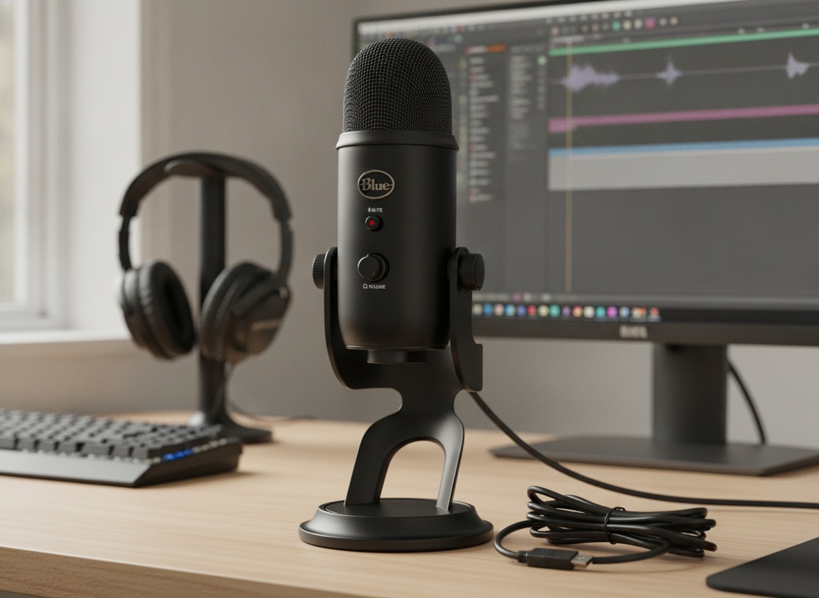 Logitech Creators Blue Yeti USB Microphone for PC, Mac, Gaming, Recording, Streaming, Podcasting, Studio and Computer Condenser Mic with Blue VO!CE effects, 4 Pickup Patterns, Plug and Play - Blackout limited-time deal deal image 2