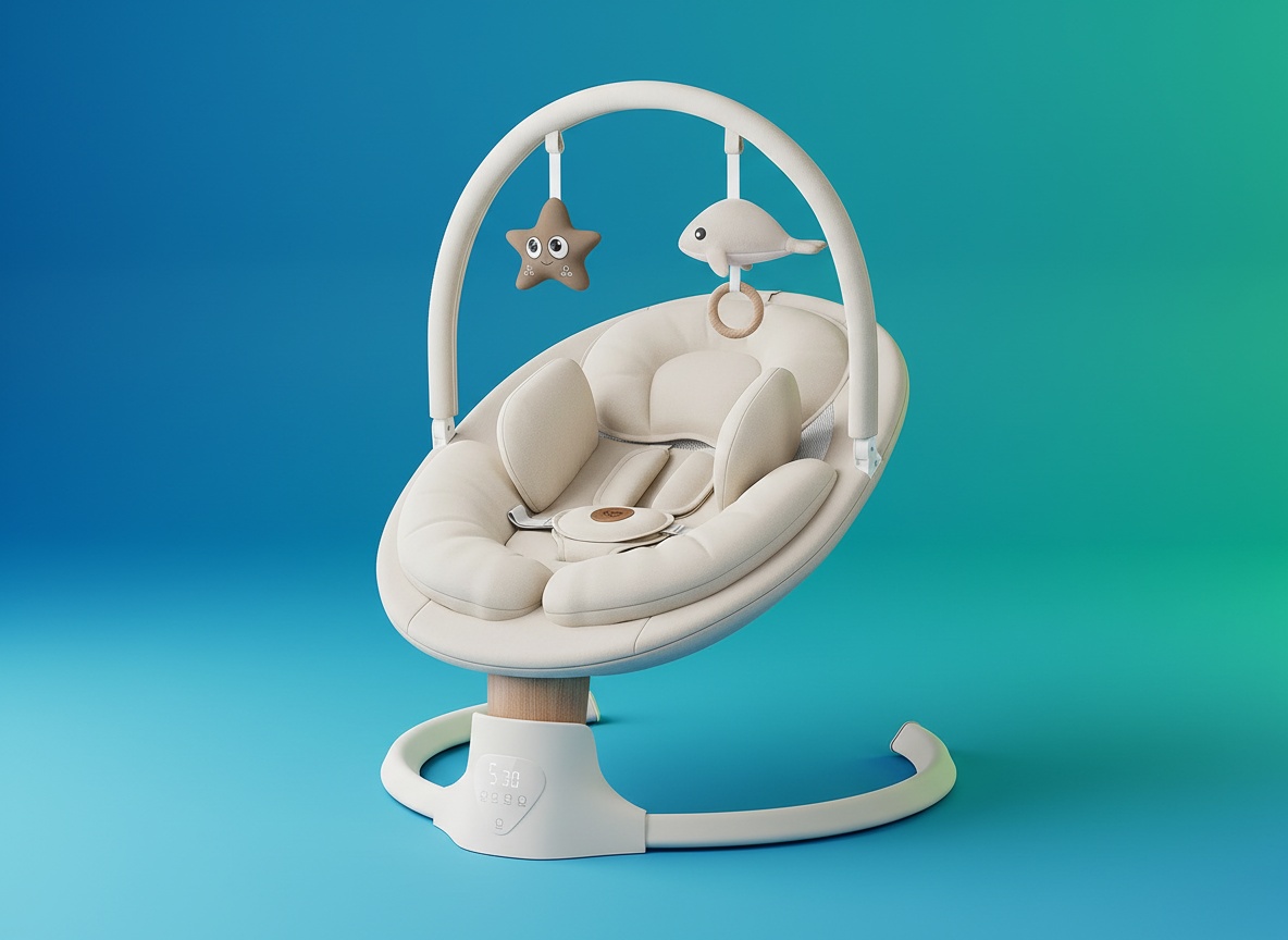 Baby Swings for Infants, FasonBaby Electric Baby Swing with 10 Preset Melodies, 5 Speeds, Remote Control and Bluetooth - Portable Infant Swing for Indoor and Outdoor(Beige) limited-time deal deal image 1