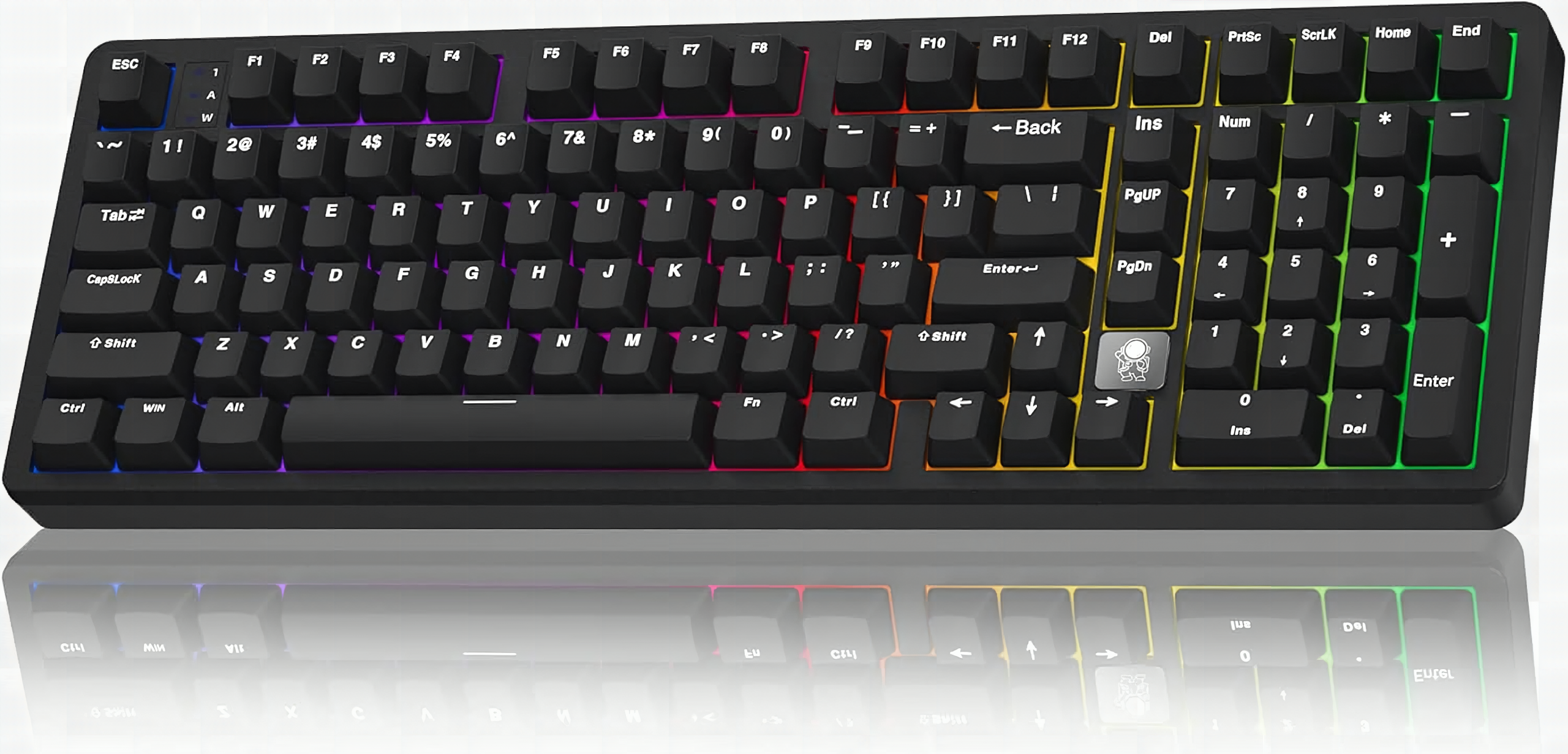 Macro close-up of LEOBOG HI98C Pro mechanical switches and keycaps showing individual switch detail