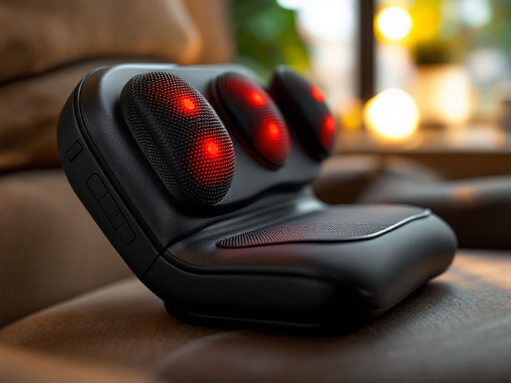 Close-up of Zyllion ZMA-33 massager showing detailed shiatsu node texture and control panel