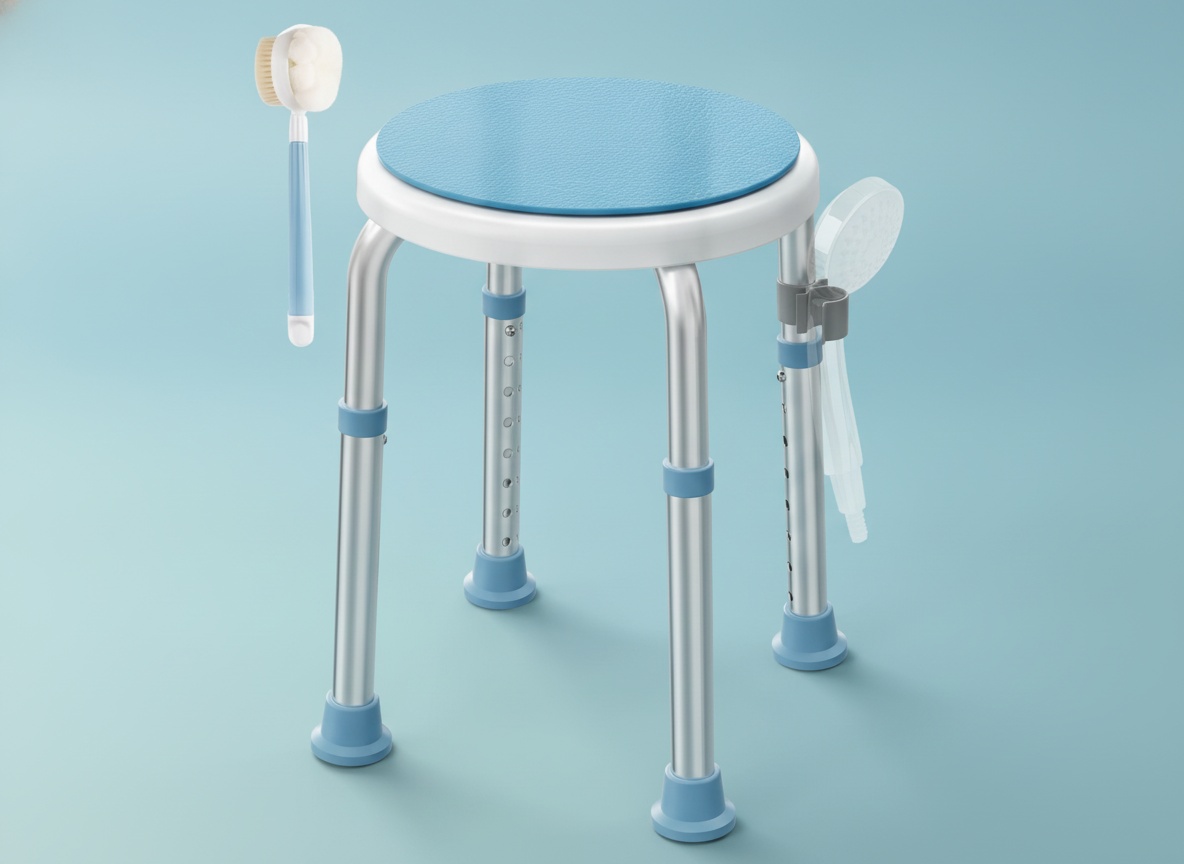 HOMLAND Swivel Shower Chair for Inside Shower, Adjustable Round Shower Stool with Back Scrubber, Shower Seat for Inside Tub Bathroom Bench Bath Chair for Elderly and Disabled limited-time deal deal image 1