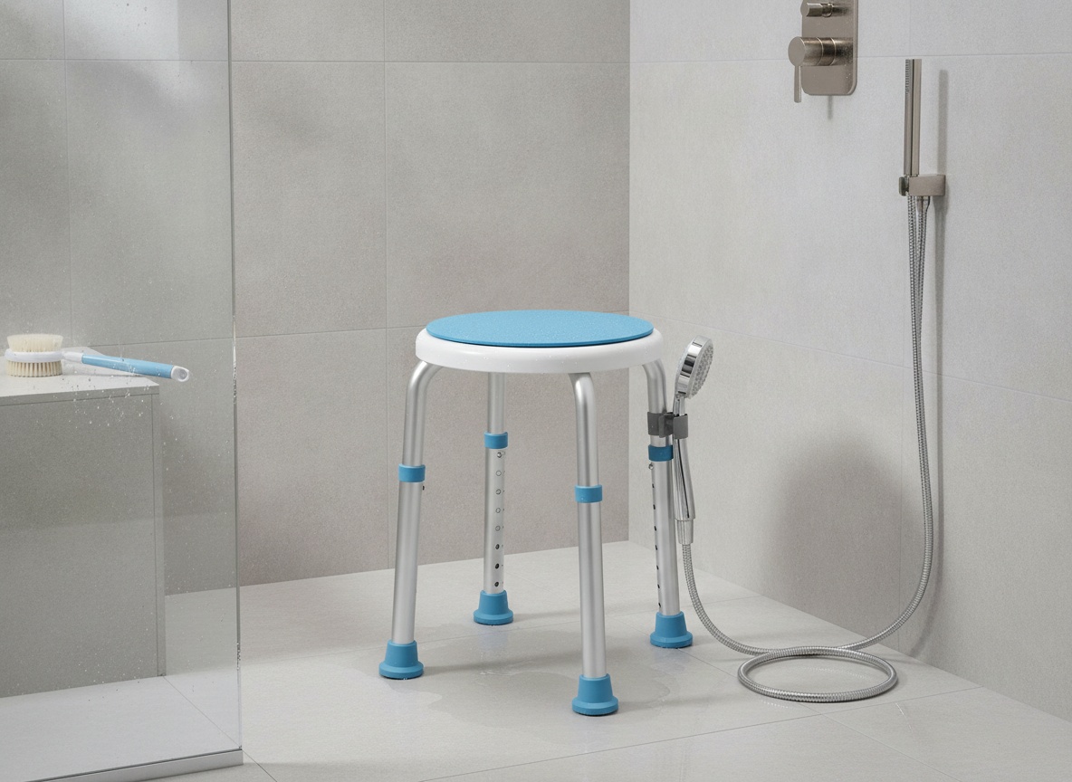 HOMLAND Swivel Shower Chair for Inside Shower, Adjustable Round Shower Stool with Back Scrubber, Shower Seat for Inside Tub Bathroom Bench Bath Chair for Elderly and Disabled limited-time deal deal image 2